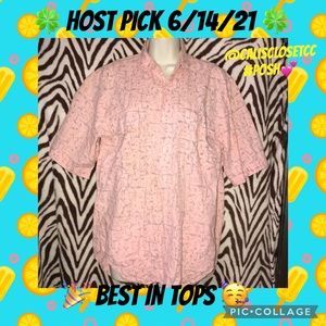 Tomato pink and grey collared button down vintage 80’s 💕